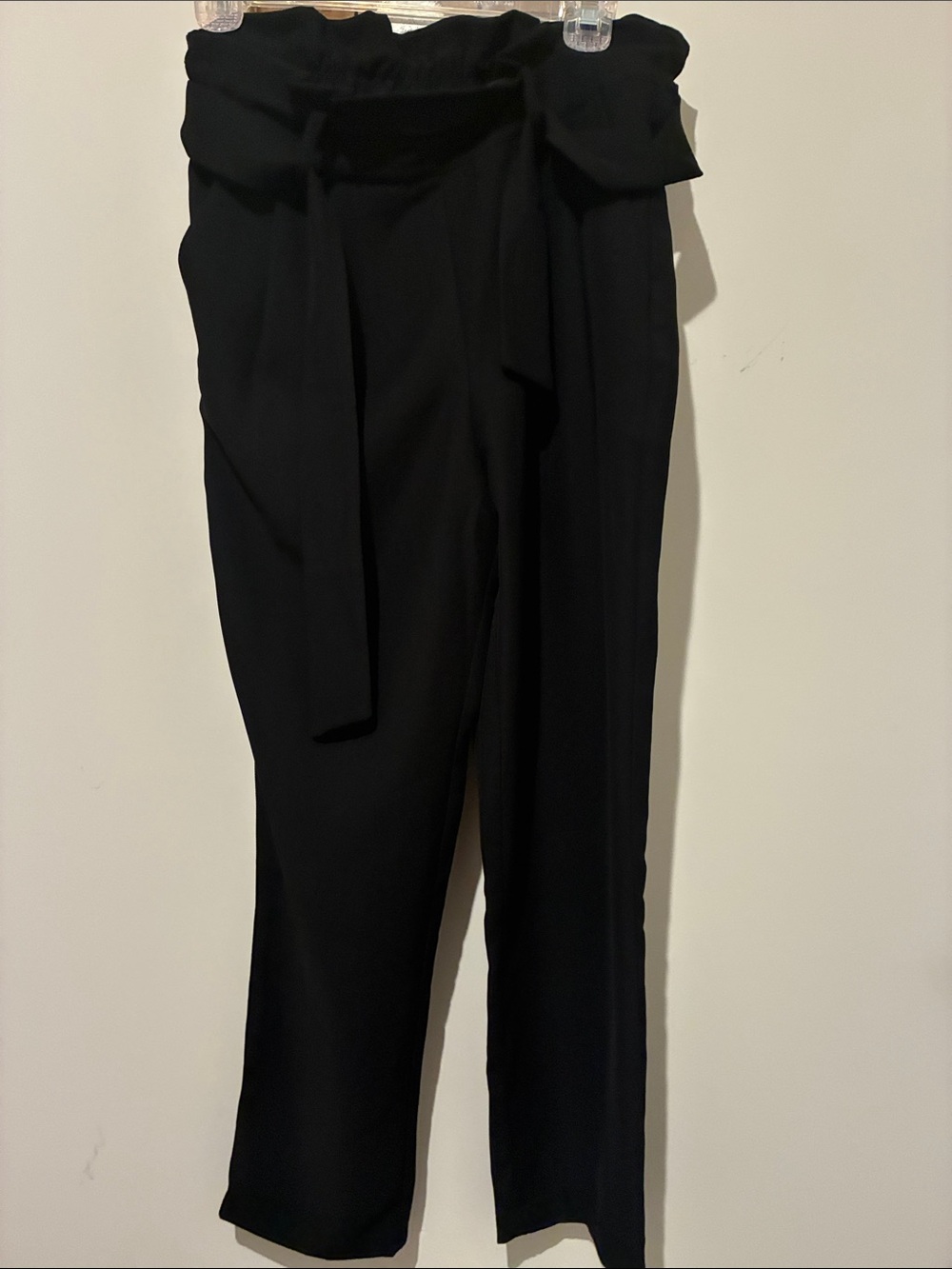 Current Air Black Paperbag Waist Tie Trousers